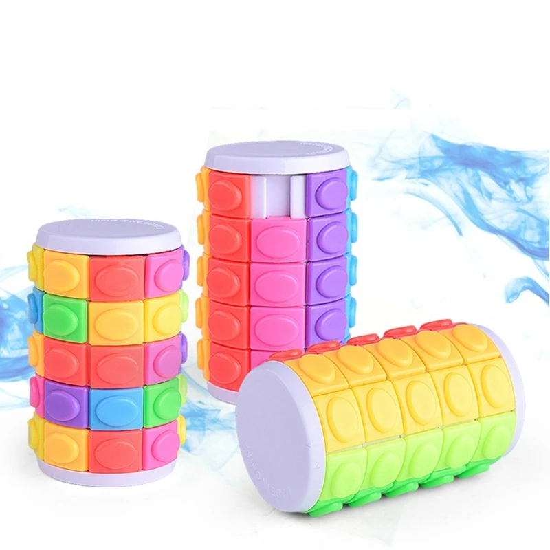 

5th Order 3d Rotate And Slide Stress Cube Puzzle Toy Rainbow Color Cylinder Sliding Puzzle Novelty Decompression Toys For Adult