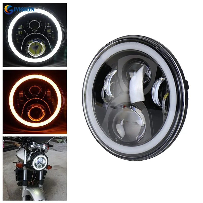 

Round 60W 7'' Headlight Motorcycle 6000K 7 inch daymaker head lamp DRL Halo angel eyes H4 led Head lights for Harley Fat Boy