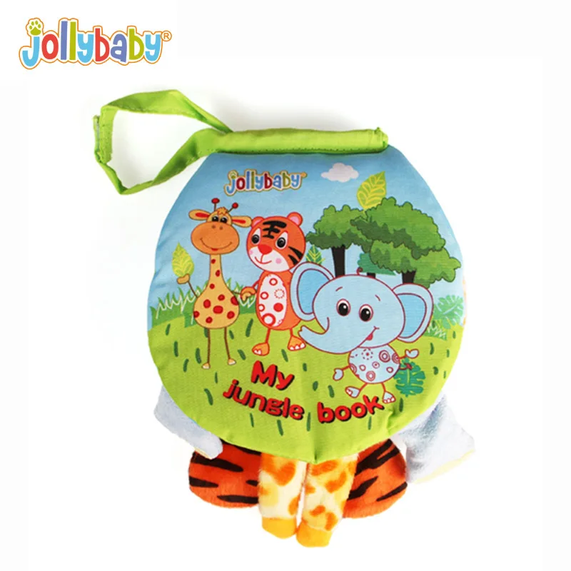 Детская книга Jollybaby из мягкой ткани My Jungle для игр с животными Обучающие Детские