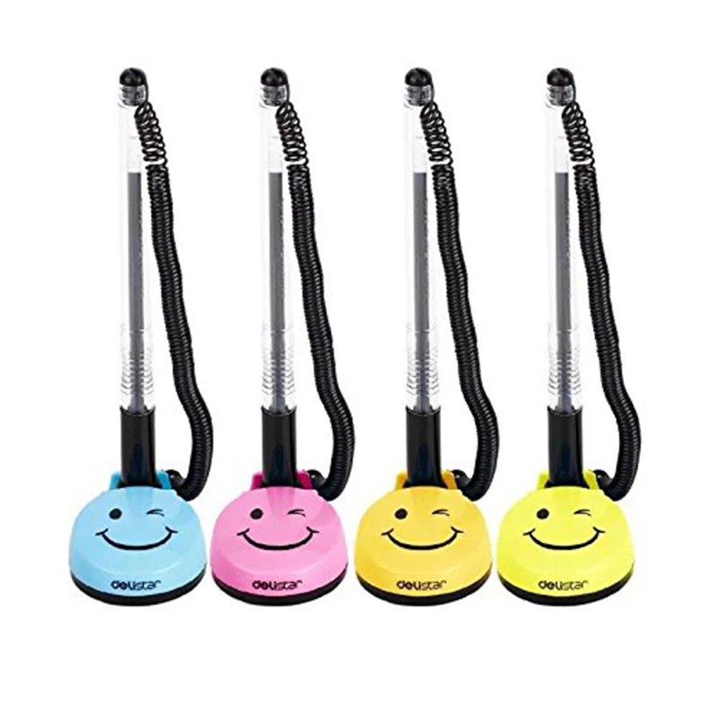 

Desktop Gel Ink Pen / Counter Pens with Adhesive Backed Base, Black Ink, 0.5mm, 4 Colors
