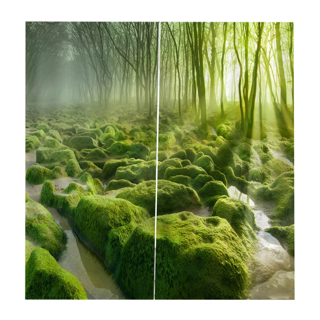 Практичная обработка окна декоративные Полиэстеровые пейзажи 3D печать картина затемнение занавес, 2 панели/комплект(59'W x 65'L - Color: Green Forest