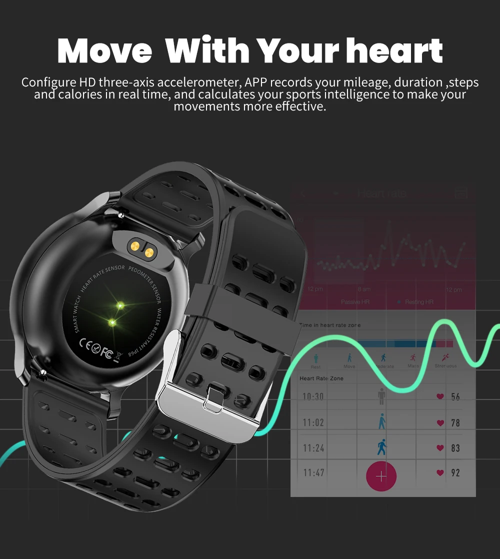 RUNDOING NY03 Смарт-часы IP68 водонепроницаемый монитор сердечного ритма Smartwatch сообщение напоминание фитнес-трекер для Android и IOS