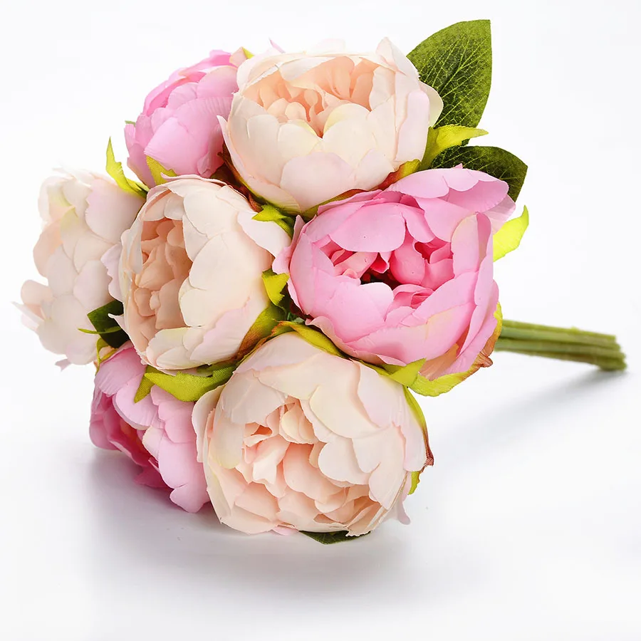 

7 Heads Artificial Flowers Peony Big Silk Fake Flowers Small Bouquet DIY Home Decoration Purple Faux Flowers for Wedding Decor