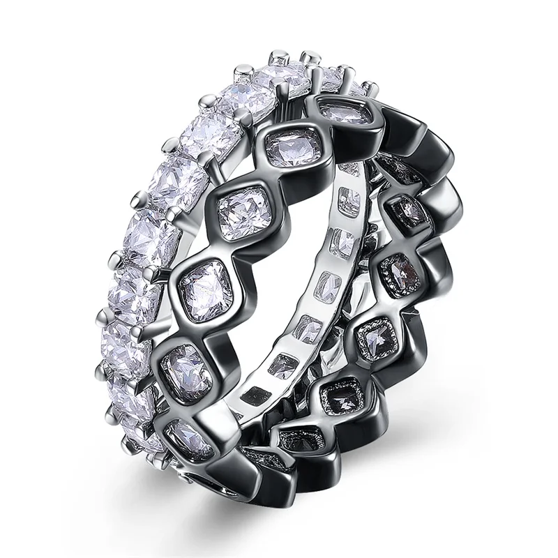 

Vintage Rings For Women Double-deck Fashion Inlay White Crystal Rings Lovers 2018 Hot Sale New Design Beautiful Presents