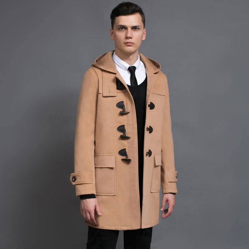 S 5XL ! 2015 Plus size autumn winter men hooded jacket thick wool coat