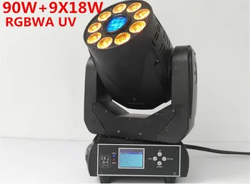 

90 W + 9x18 W RGBWA UV 6IN1 Gobo LLEVO la Luz Principal Movil 3 Cara prisma Controlador DMX 14 Canales de Teatro Etapa Del Disco