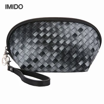 

IMIDO New Luxury cosmetic bags leather make up clutch travel toiletry necessaries makeup bag wash organizer cases storage XLY019