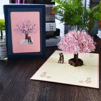 

Happy birthday 3D flower Pop UP Cards gifts with envelope stickers laser cut party invitation Greeting Card peacock postcards