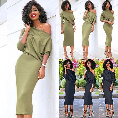 

Fashion Women's Casual Off Shoulder Bandage Bodycon Evening Party Solid Beach Summer Costume Dress