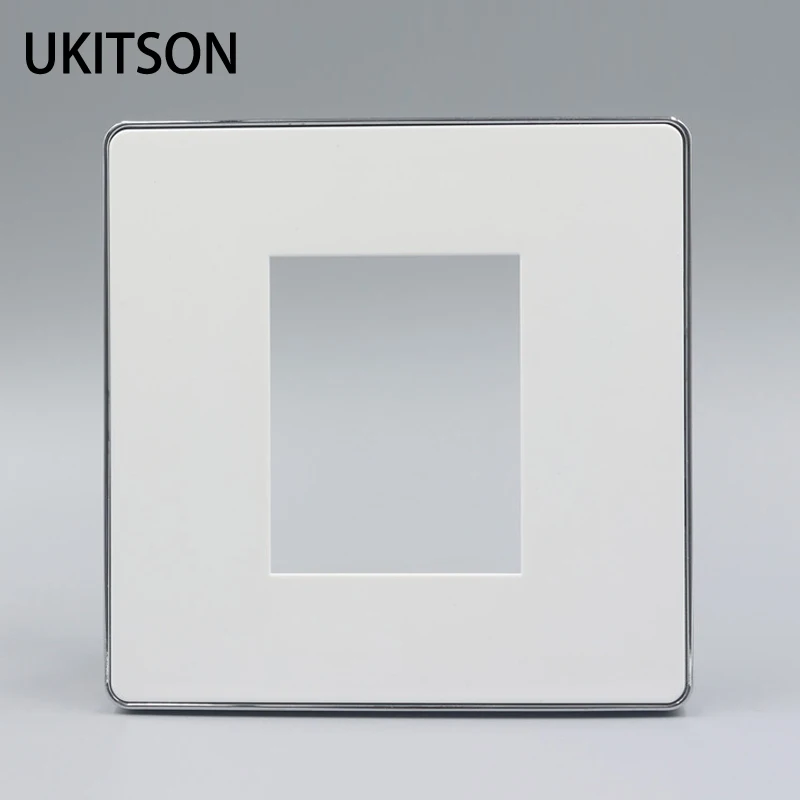 Silver Side 2 Ports Empty Face Cover Wall Faceplate 86x86mm In Glossy White Color |