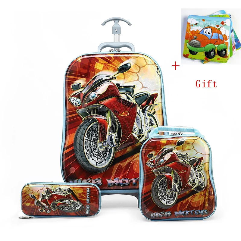 

Boy's Car Trolley Case Wheeled Rolling Bag 3D Children Travel Suitcase Trolley School Backpack Kid's Trolley Bags with Wheels