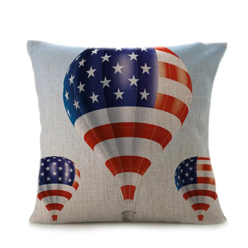 Vintage American Flag Pillow Cases Cotton Linen Sofa Cushion Cover Home