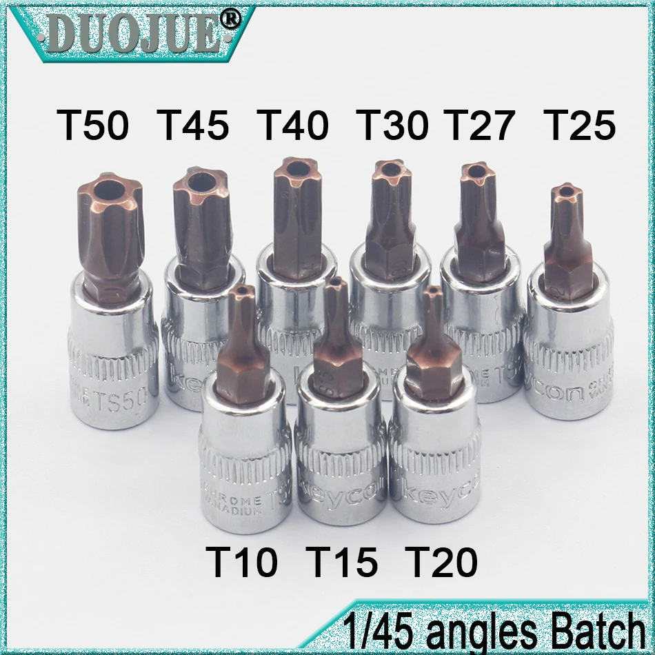

1Pc Torx T10-T50 Star Pentalobe Screwdriver Bit Socket Set 1/4 Inch Drive Socket Car Hand Tools Repair Kit Cr-V Steel Bits