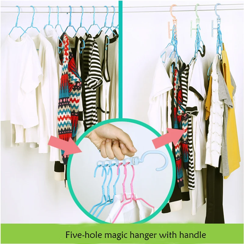 Multi-Function Five-Hole Magic Racks With Handle Can Be 360 Degree Rotating Home Bedroom Wardrobe Finishing Storage Hanger | Дом и сад