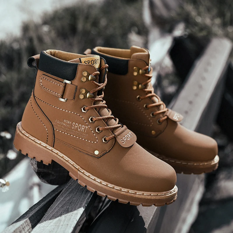 

YRRFUOT Men's High Top Work Shoes Brand Outdoor Fashion Winter Plus Size 46 Man Boots Thick Bottom Non-slip Martin Boots Zapatos