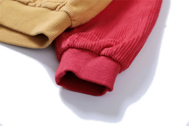 Color Block Patchwork Corduroy Hooded Jackets 8