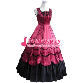 

Gothic Lolita Punk Medieval Gown Dark Red Ball Long Evening Dress Jacket Tailor-made[CK1409]