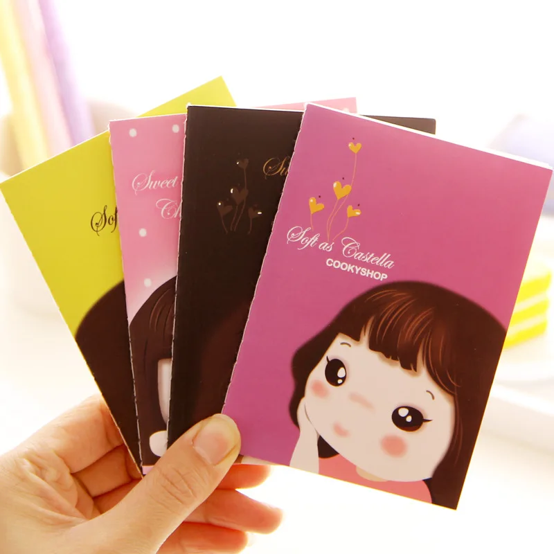 

4pcs/lot 12*8.5cm Korean Version Lovely Cute Girl Notepad/Stitch Cartoon Soft Copy Small School Student Supplies Gift Notebook