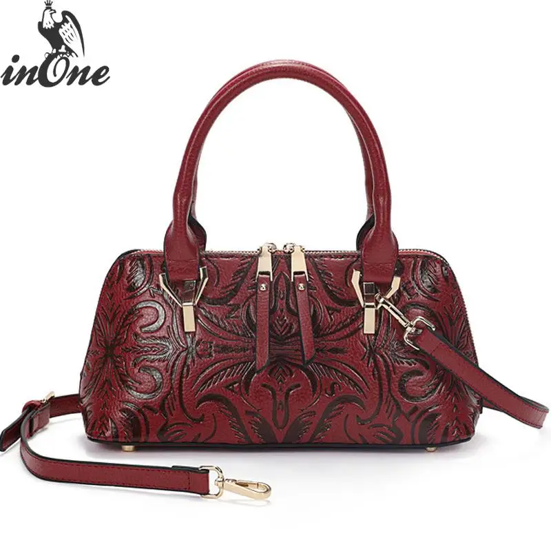 

INONE Luxury Emboss Paisley Genuine Leather Crossbody Shoulder Bags For Women 2019 Bolsa Feminina Cymka Handbags Travel Purse