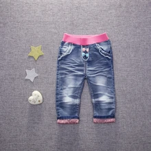 Осенние джинсовые длинные детские джинсы и штаны с рисунком кролика для маленьких девочек, милые штаны с бантом, roupas de bebe
