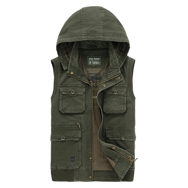 Green army vest men outdoor camping hunting photography mens vest with many multi pockets