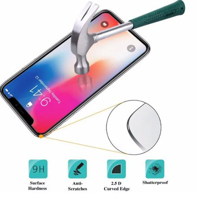 Закаленное стекло для iPhone XSMax X 7 8 6 6S Plus 5 5S 4S 9H Защитная пленка экрана Защитное XS Max