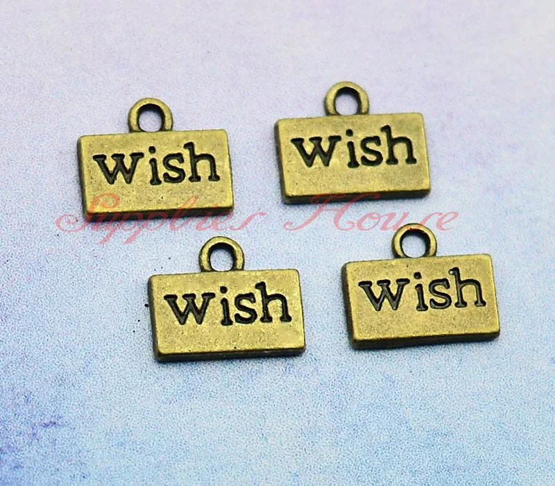 100pcs/lot 13mm, Wish Charms, Antique Bronze Wish Pendants/Charms,DIY
