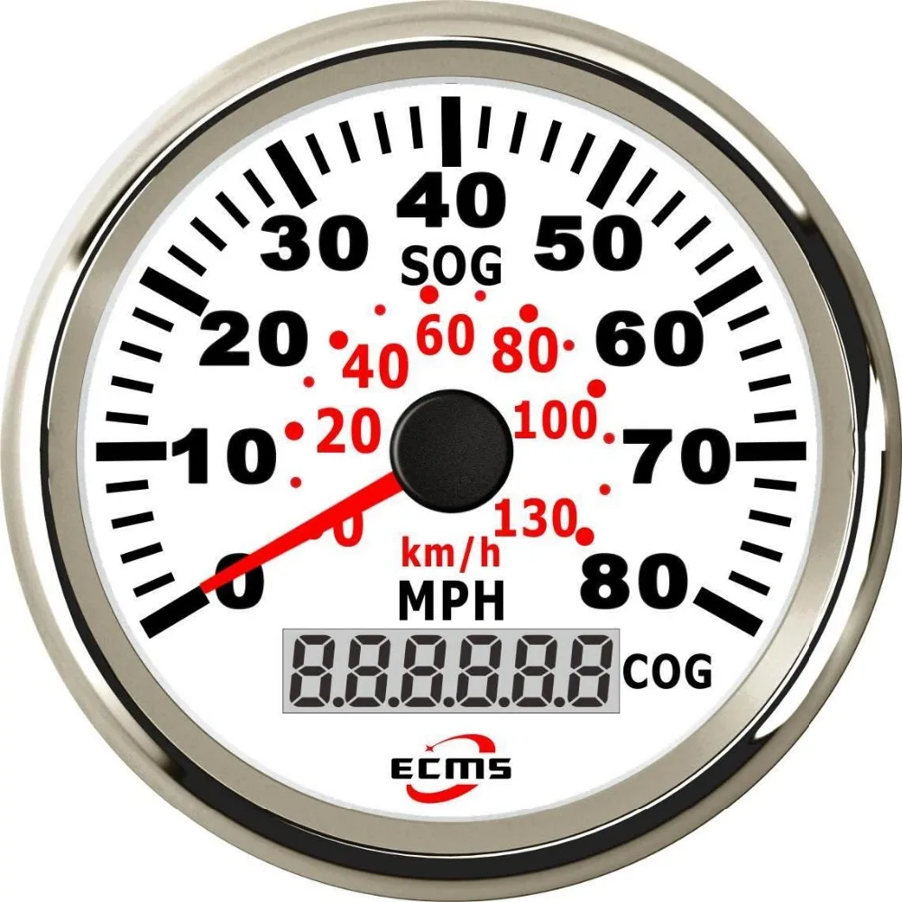 Marine Boat Auto Car Truck GPS Speedometer Speed Meter Gauge 85mm 80MPH 9-32V 316L Bezel kus red or yellow backlight gps speedometers tuning 85mm 0 30knots speed gauges 0 55km h instrument devices for auto boat bus rv