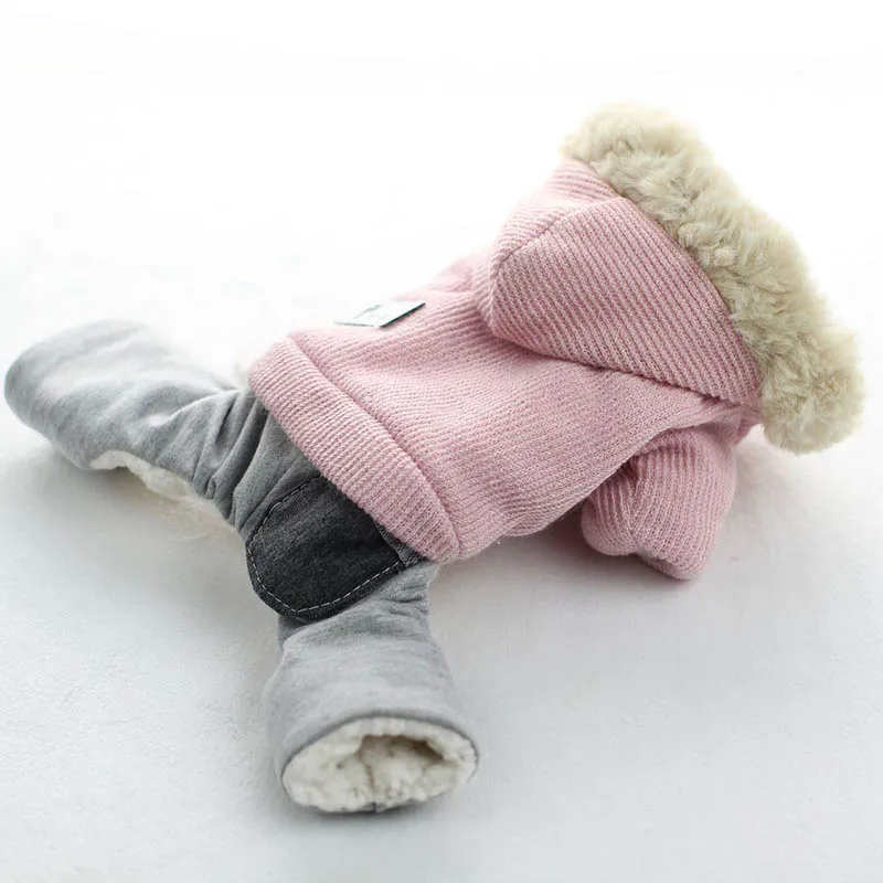 Новое поступление, зимние комбинезоны для собак, высококачественная шерсть, четырехногая одежда для домашних животных, комбинезоны для собак, Зимние удобные пижамы - Цвет: pink
