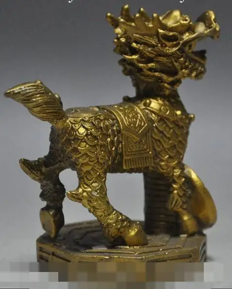 

S1197 chinese fengshui copper bronze animal Kirin Unicorn Kylin wealth lucky statue