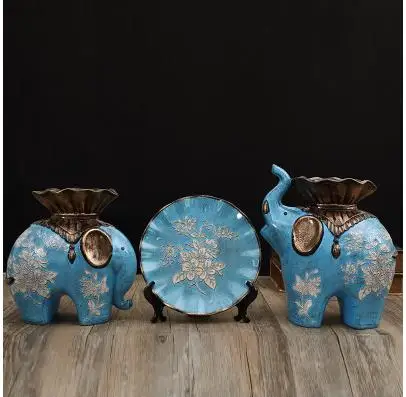 Керамические вазы и тарелки слона, домашний офисный настольный декор, креативные керамические поделки, красивые подарки - Цвет: T