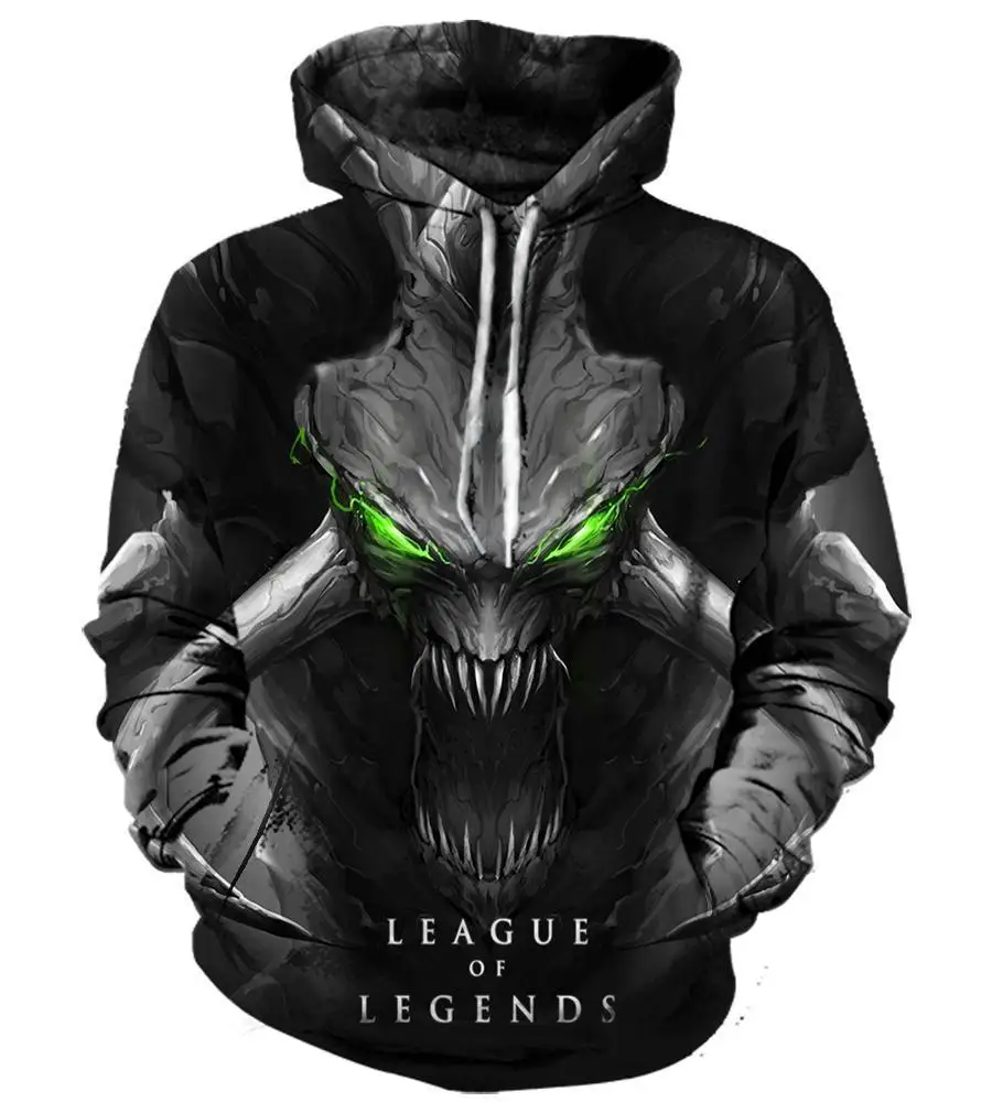 Hoodie Sweatshirt 3d Print Hoodies League of Legends Men Women Autumn Loose Thin Skull 3D Sweatshirts Mens Pullover Lovers Gift - Цвет: LOL-217