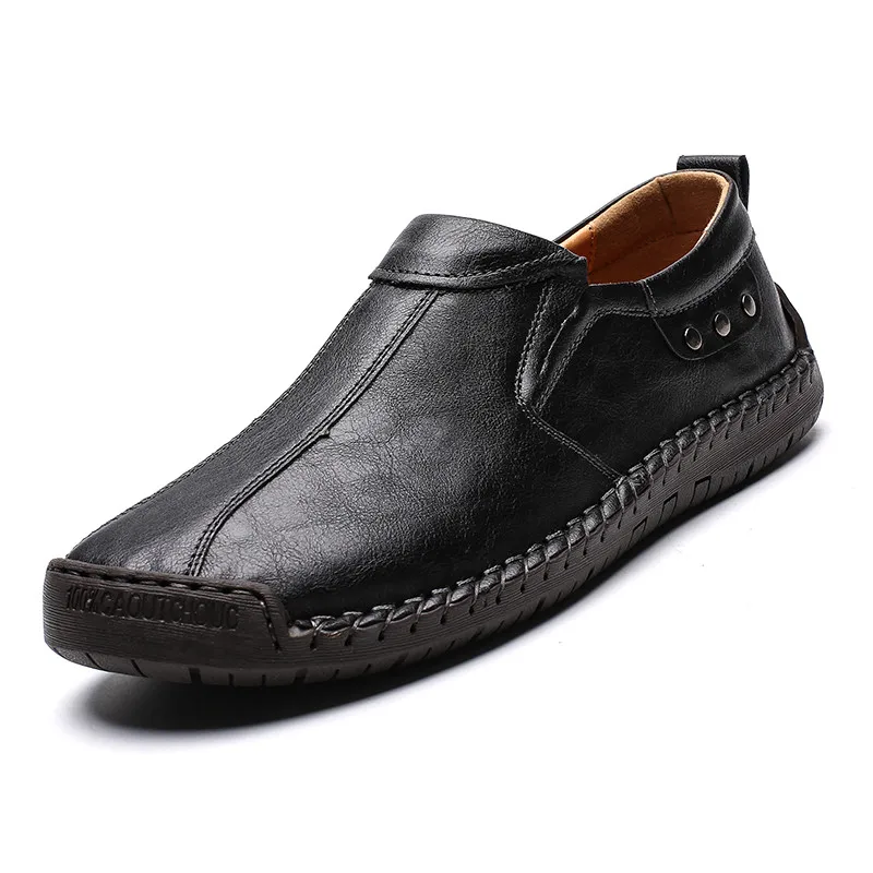 ZUNYU/Осенняя классическая мужская повседневная обувь; лоферы; Мужская обувь; Качественная кожаная обувь; новые мужские мокасины на плоской подошве; Лидер продаж; размеры 38-48 - Цвет: BLACK