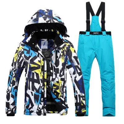Комплект мужской спортивные куртки костюм для сноубординга одежда водонепроницаемый ветрозащитный-30 теплый костюм куртка+ брюки - Цвет: color4