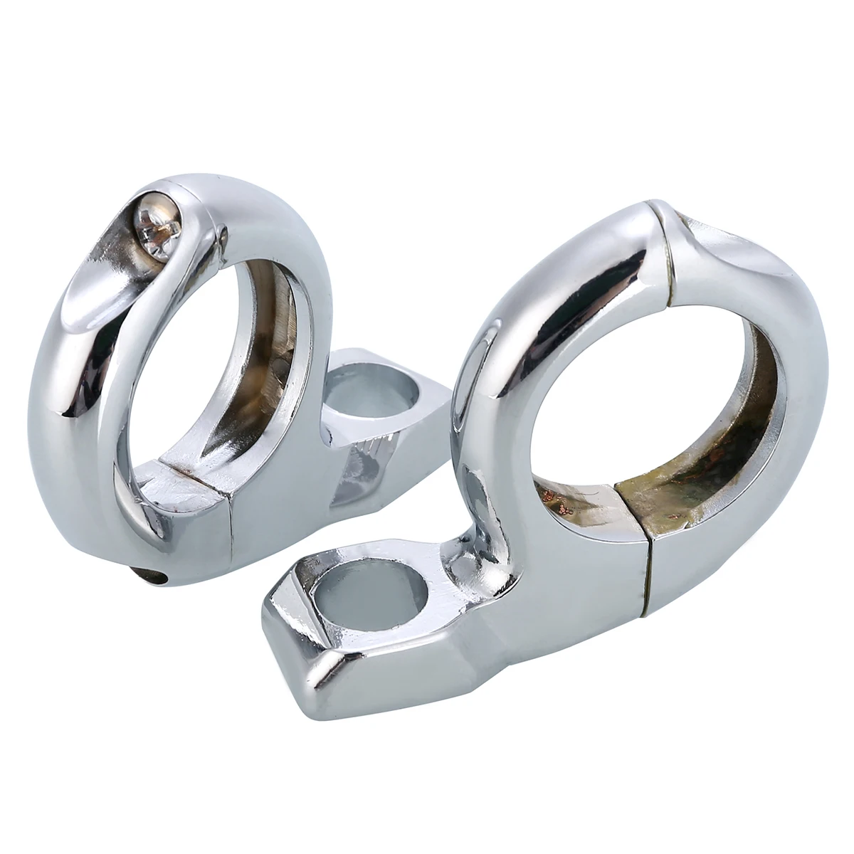 Mayitr 1Pair 1" Handlebar Motorcycle Turn Signal Light/Mirror Adapter Clamp Chrome Mount High Quality Silver 5.4cm*4.5cm