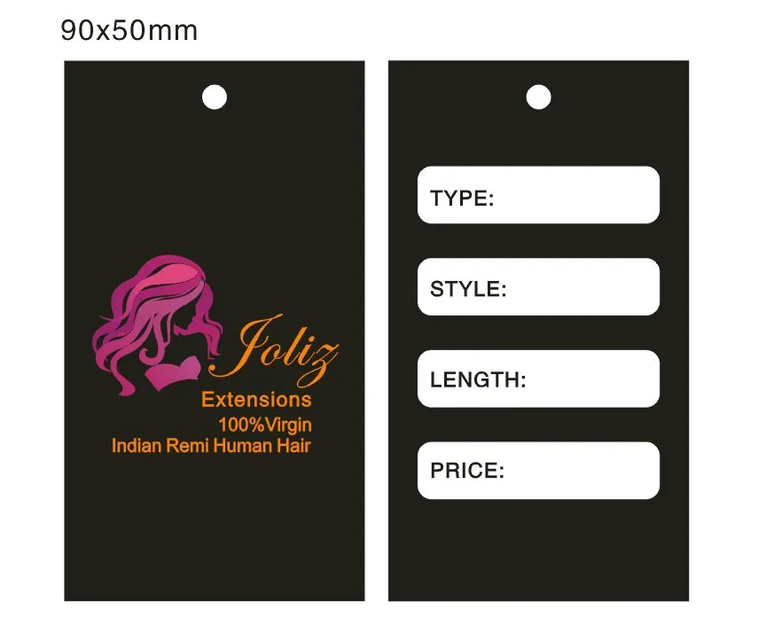 custom packaging hair extension paper price hang tag, swing labels tags