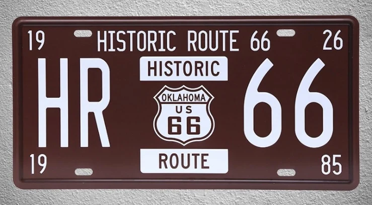 1 pc Route 66 Oklahoma USA Car license Tin Plates Signs garage wall man cave Decoration Metal Art Vintage Poster