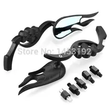 NEW Free Shipping 8mm 10mm Adapter font b Motorcycle b font Flame Skull Rearview font b