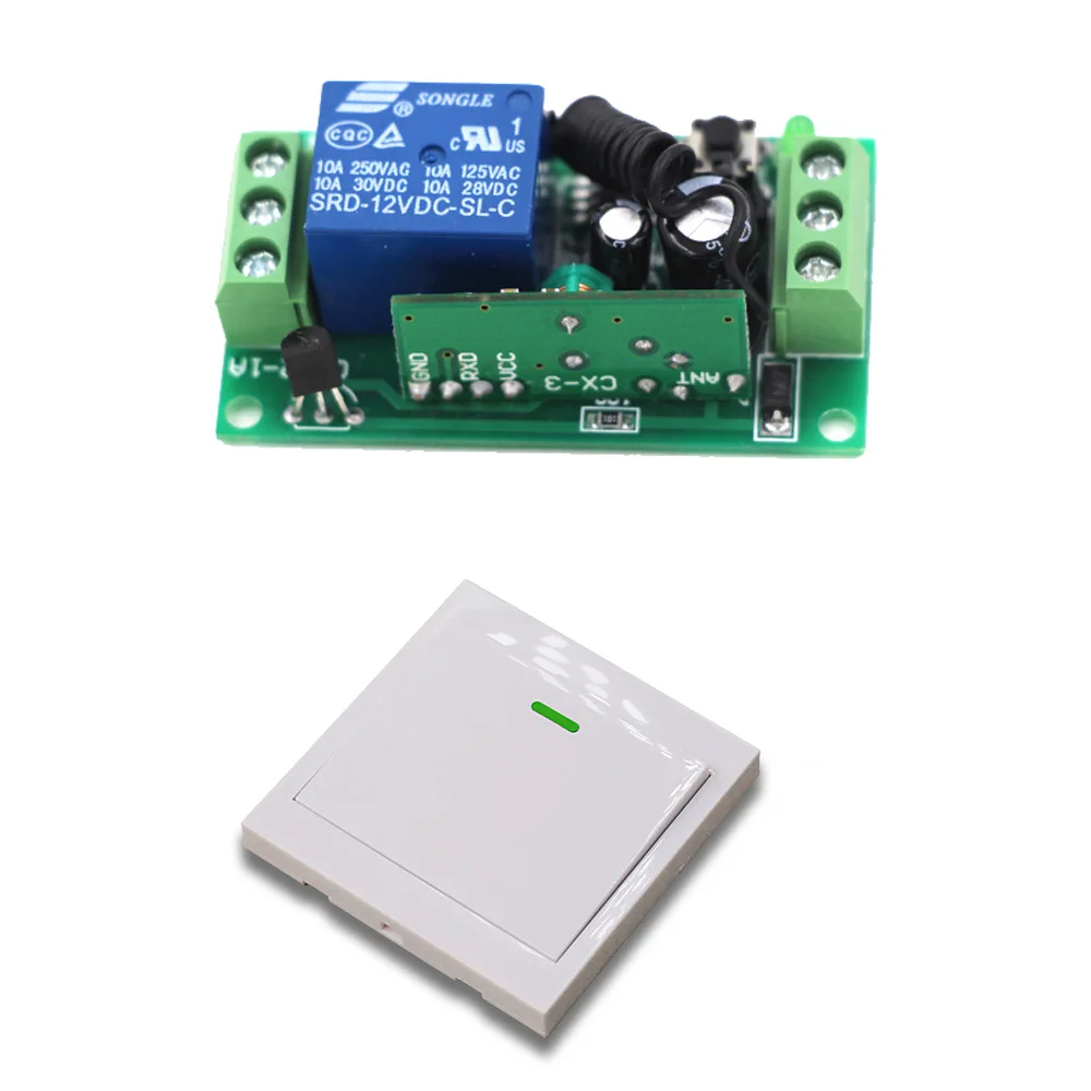 

9V/12/24v Wireless Remote Control Switch 1 Ch Receiver Relay Module Wall Transmitter For Lighting Lamp Motor Gate 315/433Mhz