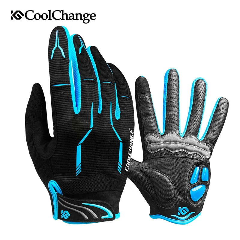 CoolChange قفازات ركوب الدراجات تعمل باللمس هلام الدراجة قفازات الرياضة للصدمات MTB الوعرة إصبع كامل دراجة قفاز للرجال امرأة