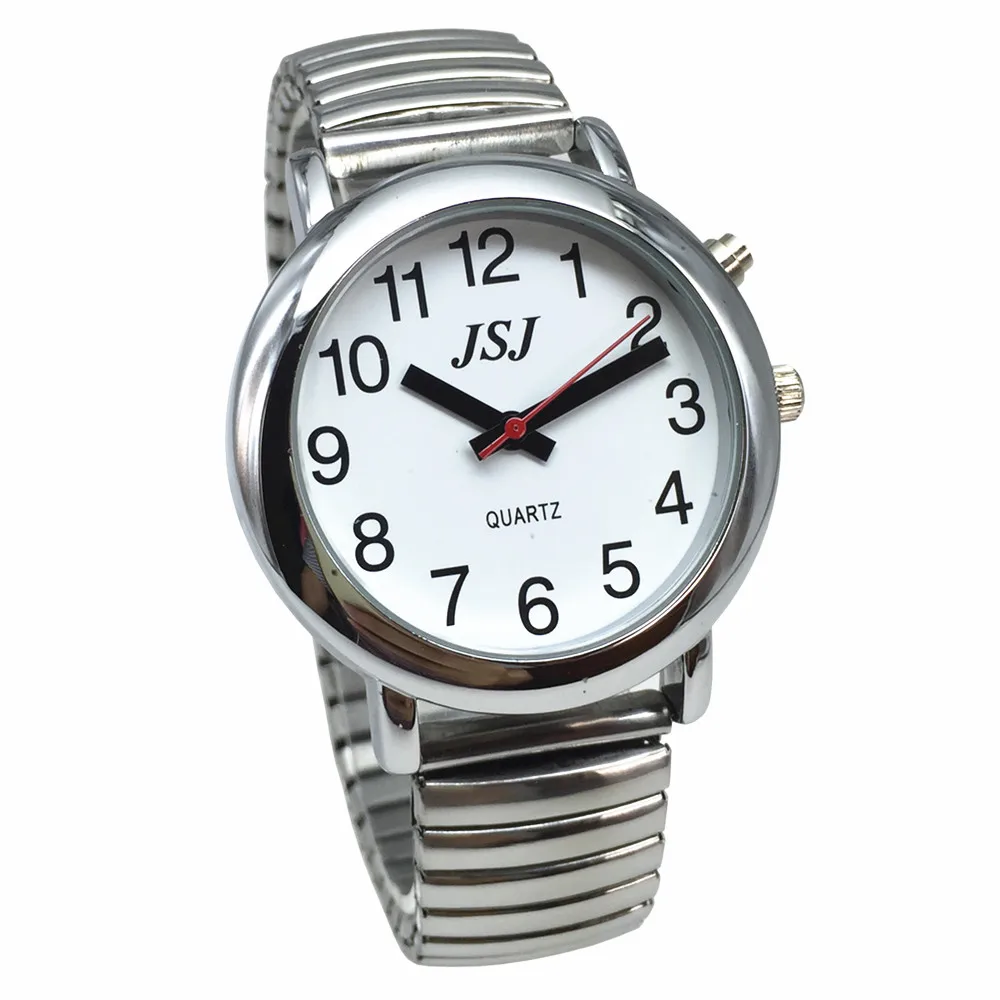 Us 30 0 English Talking Watch With Alarm Expanding Bracelet Silver Color White Face Date And Time In Lover S Watches From On Us 30 0 English Talking Watch With Alarm Expanding Bracelet Silver Color White Face Date And Time In Lover S Watches From On