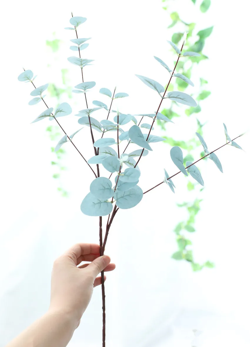 65cm high-grade Eucalyptus leaves Artificial plants fake money grasswedding party Christmas home decoration DIY - Цвет: blue