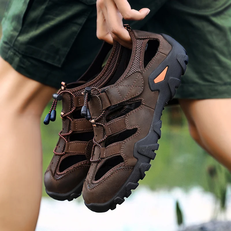 Men Spring Summer Genuine Leathe Sandals New Large Size Men's Sandals Fashion Casual Beach Male Shoes Big Size 38-48 Men Spring Summer Genuine Leathe Sandals New Large Size Men's Sandals Fashion Casual Beach Male Shoes Big Size 38-48