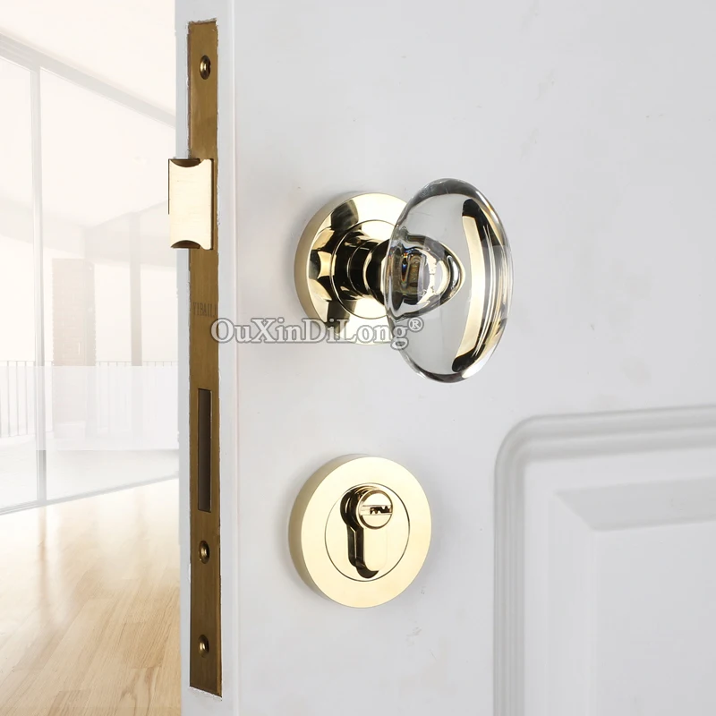  Top Luxury European Crystal Knobs Door Lock Set Interior Living Room Bedroom Bathroom Silent Door L - 33024226329