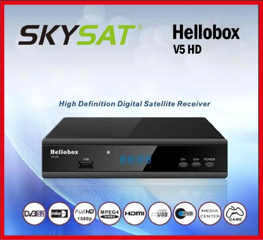 

Hellbox V5 HD DVB-S2 Receiver support Auto roll PowerVu Auto roll Biss 2 years Scam CCCamd Newcamd Online Upgrade Hello box V5