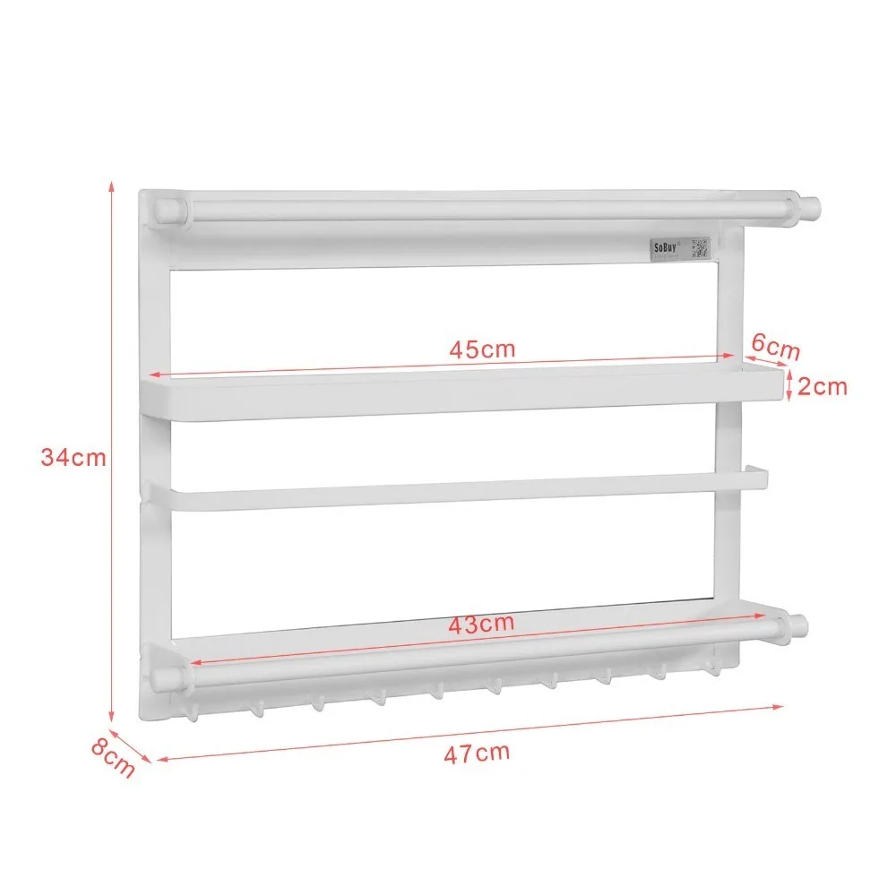  SoBuy FRG247-W Metal Kitchen Spice Rack Kitchen Paper Roll Holder Refrigerator Hang Storage Rack - 32923061545