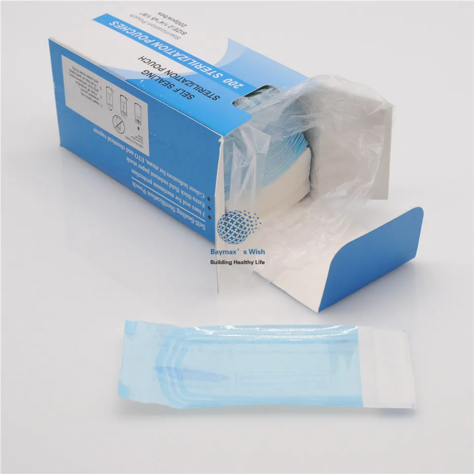 

200Pcs Self-Sealing Sterilization Pouches Dental Lab Dual Indicators 57*130mm