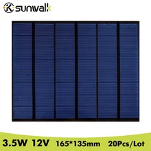 SUNWALK 20PCS/Lot 3.5W 12V Solar Panel Polycrystalline PET Solar Cell Panel DIY for Solar System and Experiment 165*135mm