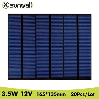 

SUNWALK 20PCS/Lot 3.5W 12V Solar Panel Polycrystalline PET Solar Cell Panel DIY for Solar System and Experiment 165*135mm