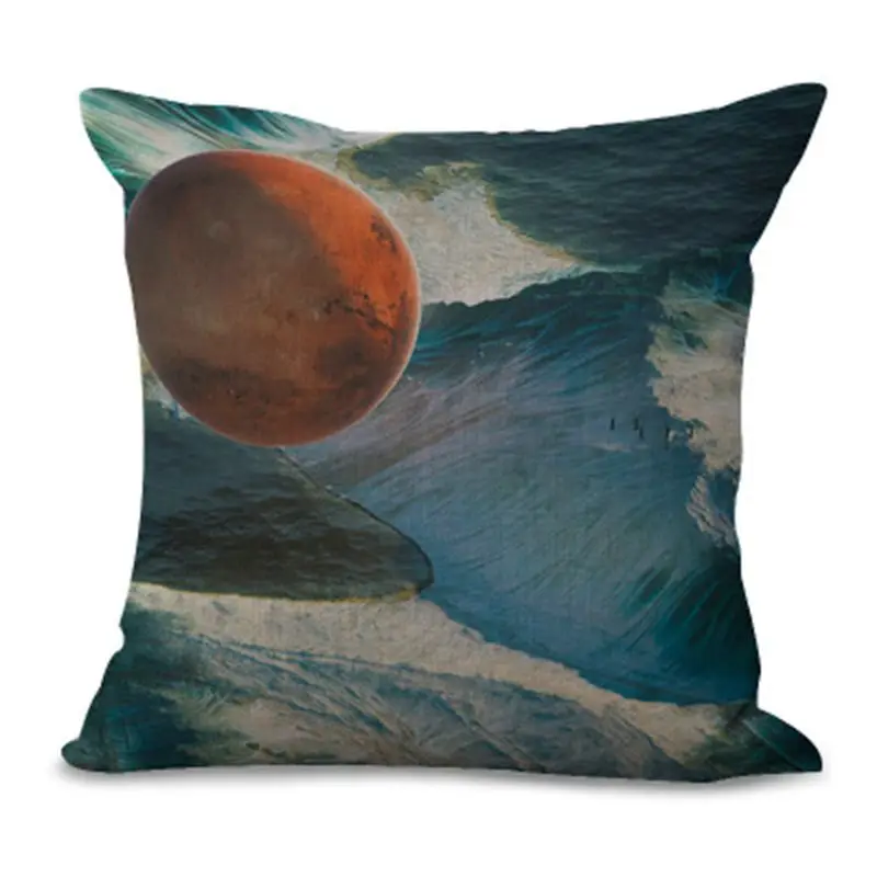 Чехол для подушки хлопковая льняная декоративная квадратная с принтом|cushion